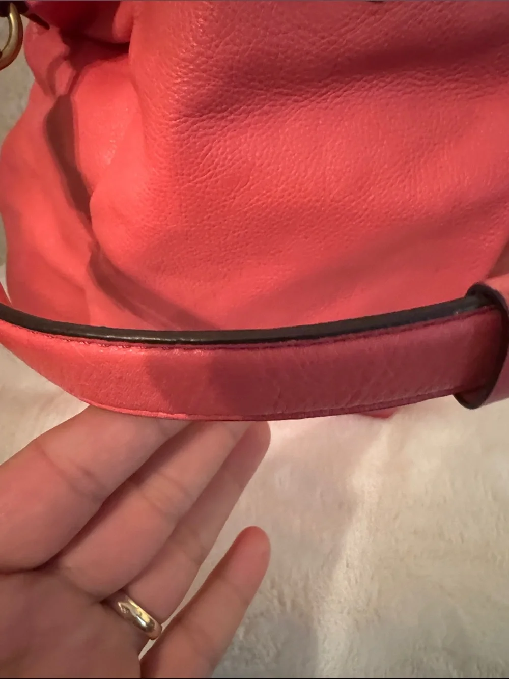 Coach Coral Pink Madison Isabella Hobo pebbled Leather Shoulder Bag